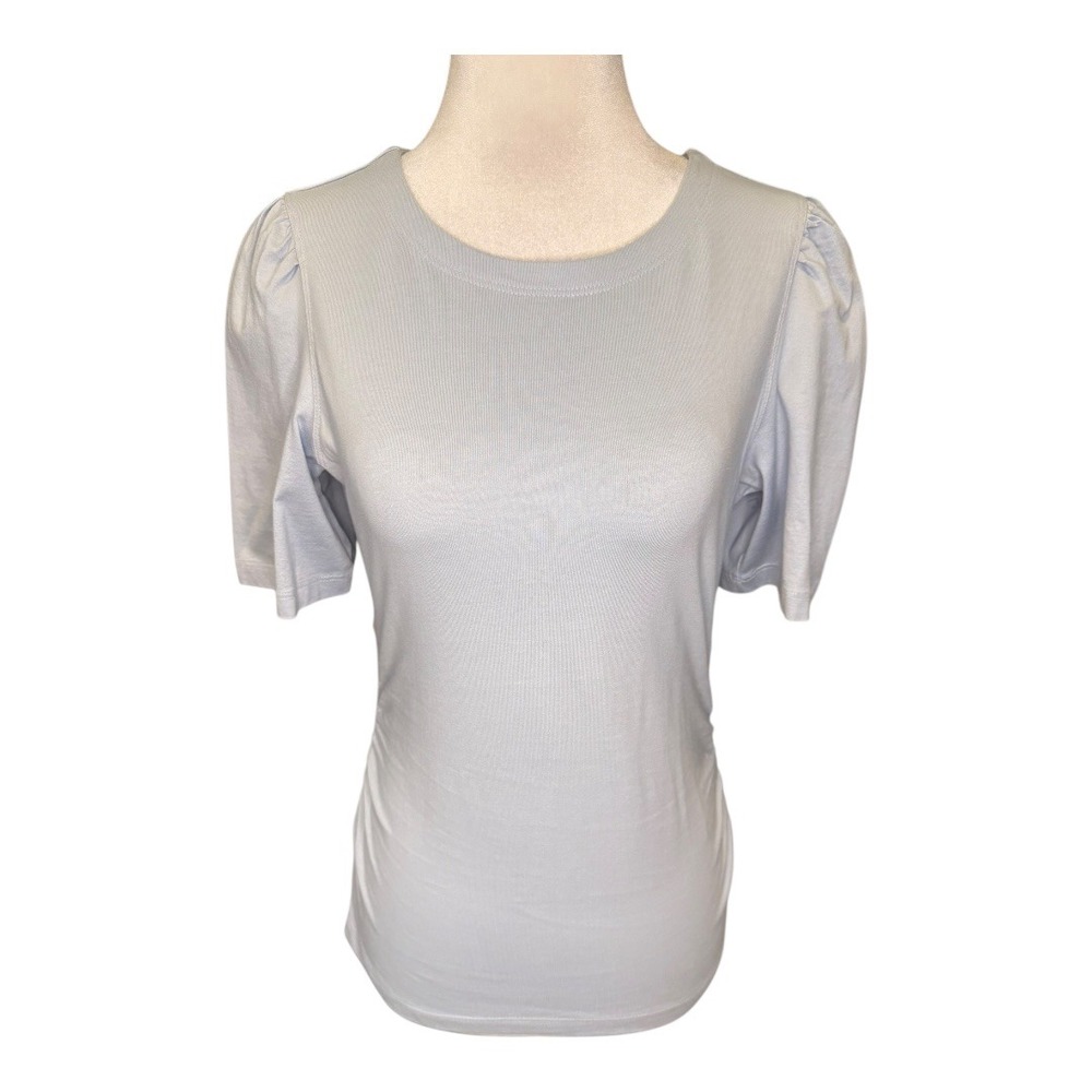 Madewell Feather Blue Side-Cinch Puff-Sleeve Tee Women's XS NWT